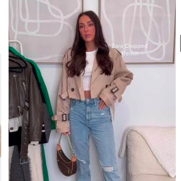 New Without Tags Zara Cropped Trench Coat Jacket - Picture 7 of 9